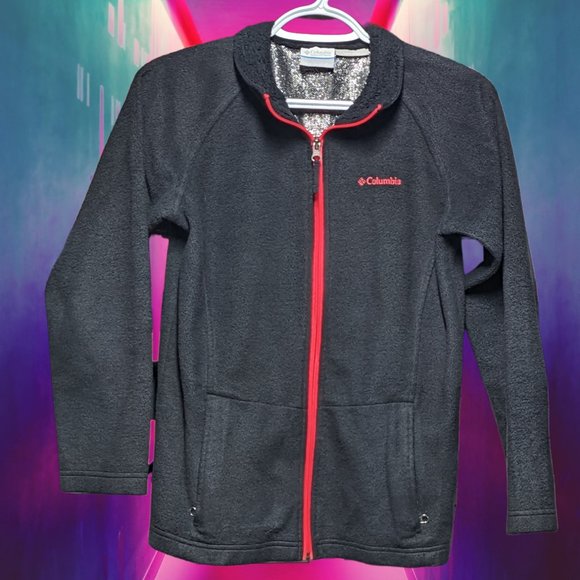 Girl's Columbia Fleece Size L Black‎ with Pink Zipper - Picture 1 of 2